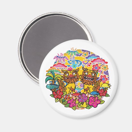 Okinawa Shisa シ ー サ 沖 縄 ー Shisa Magnet (Voorkant / Achterkant)