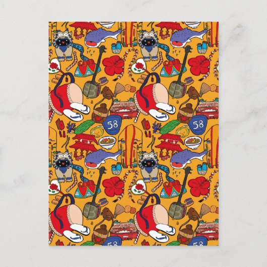 Okinawa thema uchina illustratie briefkaart 沖 縄 (Voorkant)