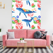 Okinawan Bingata Style Patroon Art Print (Insitu (Woonkamer))