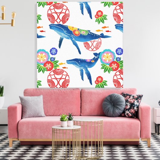 Okinawan Bingata Style Patroon Art Print (Insitu (Woonkamer))