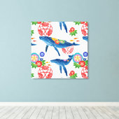 Okinawan Bingata Style Patroon Art Print (Insitu (Houten vloer))