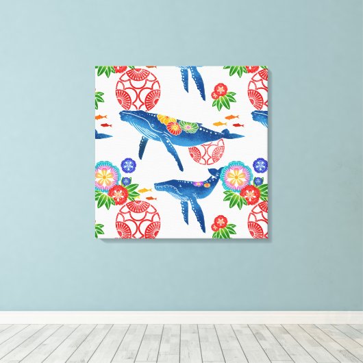 Okinawan Bingata Style Patroon Art Print (Insitu (Houten vloer))