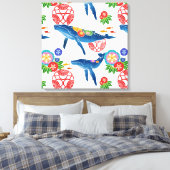Okinawan Bingata Style Patroon Art Print (Insitu (Slaapkamer))