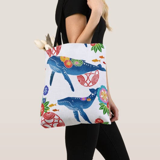 Okinawan bingata walvis tote bag (Dichtbij)