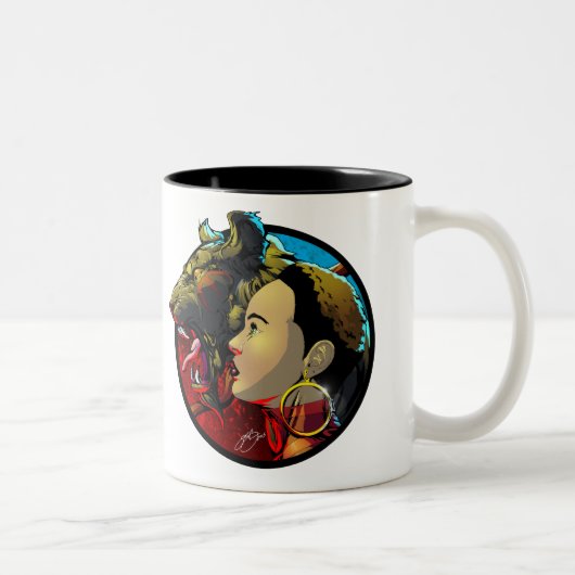 Okira met Pet-Mok Tweekleurige Koffiemok (Rechts)