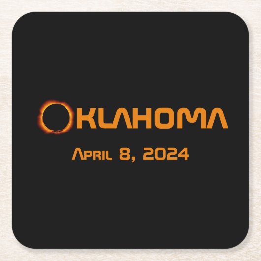 Oklahoma 2024 Totale zonsverduistering Kartonnen Onderzetters (Voorkant)
