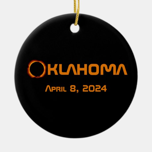 Oklahoma 2024 Totale zonsverduistering Keramisch Ornament (Voorkant)