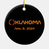 Oklahoma 2024 Totale zonsverduistering Keramisch Ornament (Achterkant)