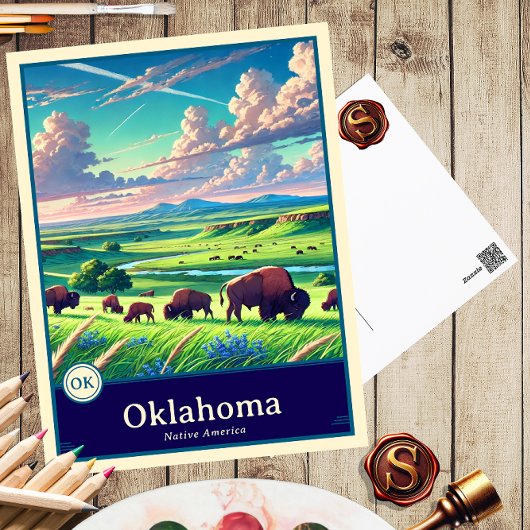 Oklahoma | Anime Style Cel Shaded Briefkaart