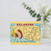 Oklahoma ansichtkaart met vintage kaart (Staand voorkant)