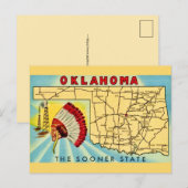 Oklahoma ansichtkaart met vintage kaart (Voorkant / Achterkant)