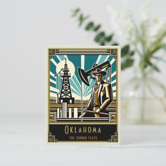 Oklahoma | Art. Deco Briefkaart (Staand voorkant)