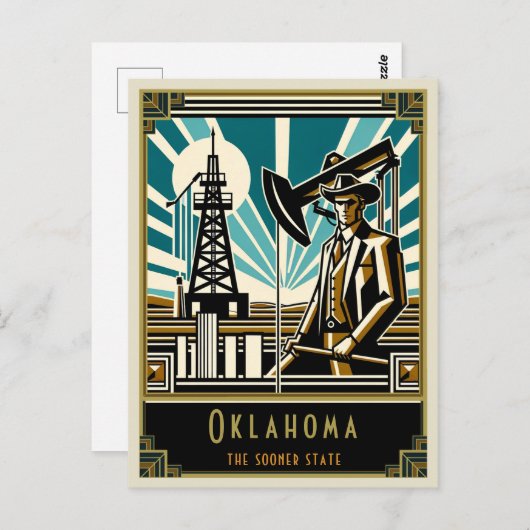 Oklahoma | Art. Deco Briefkaart (Voorkant / Achterkant)