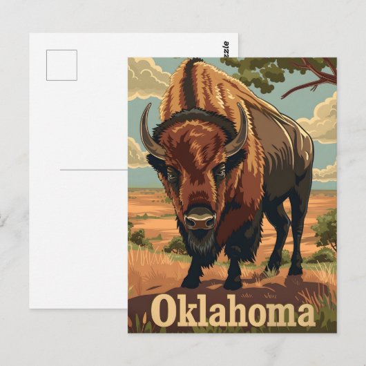 Oklahoma Bison Vintage Briefkaart (Voorkant / Achterkant)