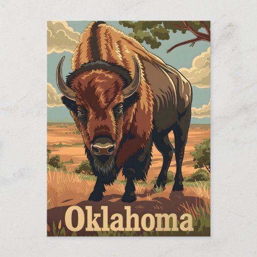 Oklahoma Bison Vintage Briefkaart (Voorkant)