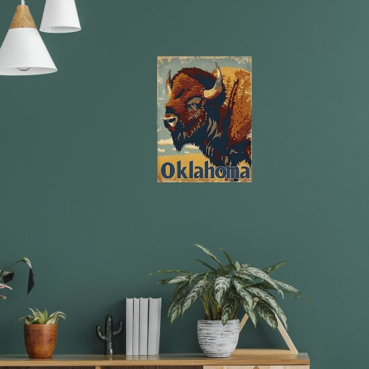 Oklahoma Bison Vintage Poster (Woonkamer 1)