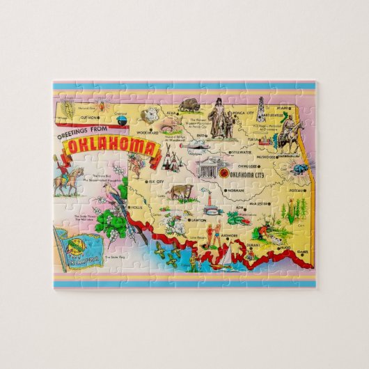 Oklahoma Briefkaart Kaart Jigsaw Puzzle Legpuzzel (Horizontaal)