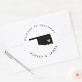 Oklahoma bruiloft welkom Sticker Label, zwart, gou (Envelop)