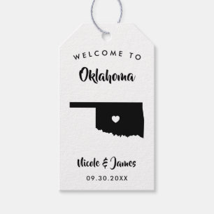 Oklahoma bruiloft welkomsttas Labels, kaart Cadeaulabel