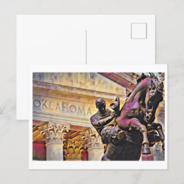 Oklahoma Capitol met Cowboy Statue Oil Painting Briefkaart
