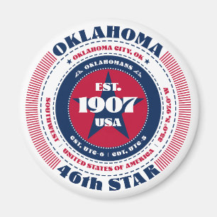 Oklahoma Circle Typography Souvenir Magnet