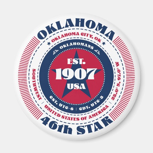 Oklahoma Circle Typography Souvenir Magnet (Voorkant)