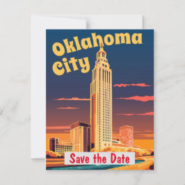 Oklahoma City Art Deco Trouwuitnodiging Save The Date