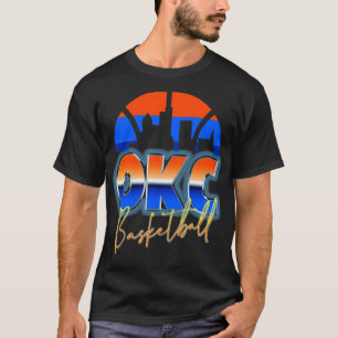 Oklahoma City Basketbal Retro 90s Chrome Skyline T-shirt