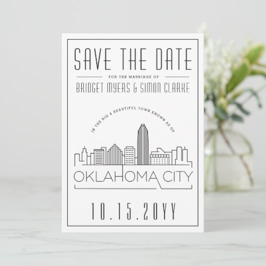 Oklahoma City bruiloft | Skyline De datum opslaan Kaart (Staand voorkant)