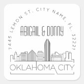 Oklahoma City bruiloft voorgeadresseerde envelop z Vierkante Sticker (Voorkant)
