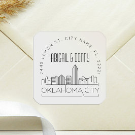Oklahoma City bruiloft voorgeadresseerde envelop z Vierkante Sticker