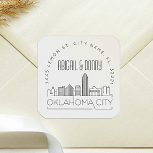 Oklahoma City bruiloft voorgeadresseerde envelop z Vierkante Sticker