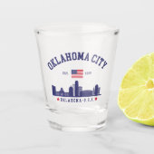 Oklahoma City Flag & Skyline Shot Glas (Voorkant)