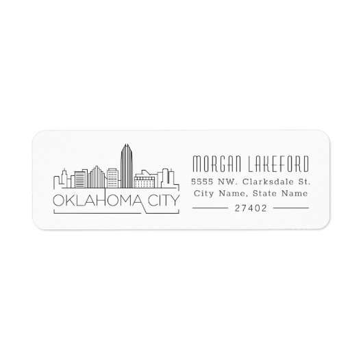 Oklahoma City gestileerde skyline | Etiket (Voorkant)