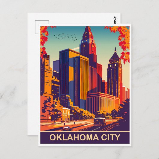 Oklahoma City in de herfst, Reizen Briefkaart (Voorkant / Achterkant)