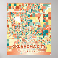 Oklahoma city kleurrijke kaart retro vintage VS