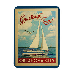 Oklahoma City Magnet Sailboot Vintage Oklahoma Magneet