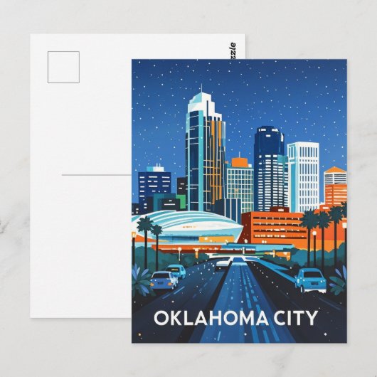 Oklahoma City Night Uitzicht Briefkaart (Voorkant / Achterkant)