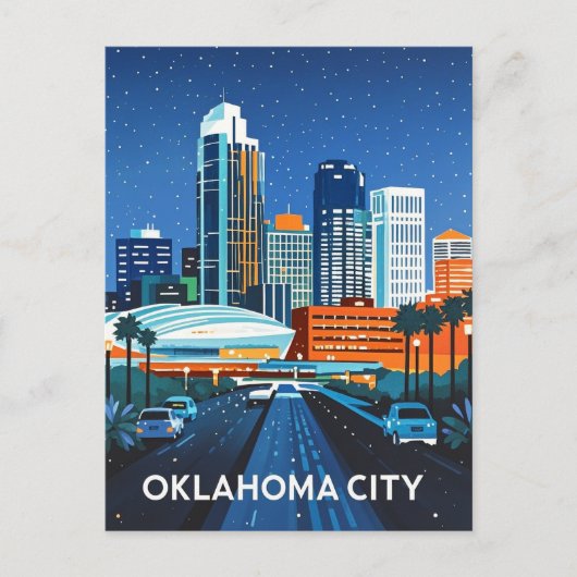 Oklahoma City Night Uitzicht Briefkaart (Voorkant)