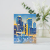 Oklahoma City Night Uitzicht Waterverf Briefkaart (Staand voorkant)