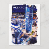 Oklahoma City Night Uitzicht Waterverf Briefkaart (Voorkant)