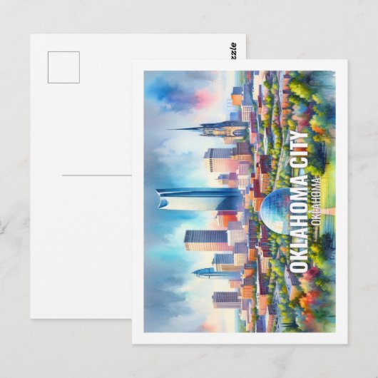 Oklahoma City Oklahoma Beroemde reis waterverf Briefkaart (Voorkant / Achterkant)