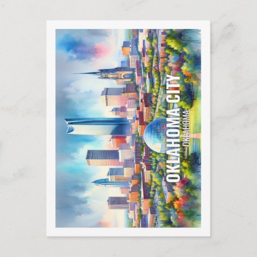 Oklahoma City Oklahoma Beroemde reis waterverf Briefkaart (Voorkant)