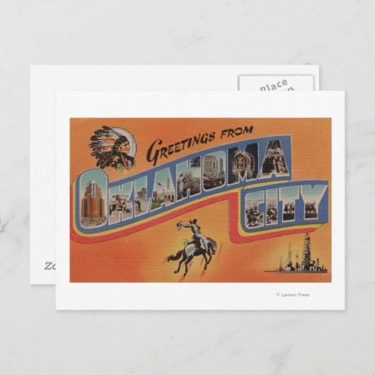 Oklahoma City, Oklahoma - Grote letterscènes Briefkaart (Voorkant / Achterkant)