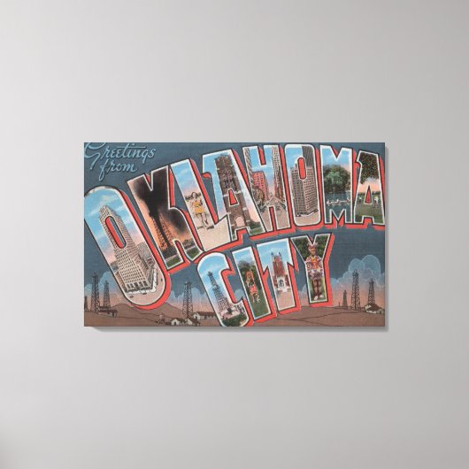 Oklahoma City, Oklahoma (Olievelden) Canvas Afdruk (Voorkant)