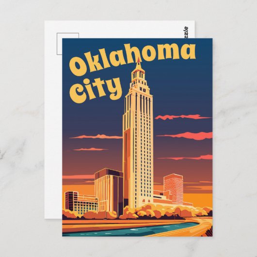 Oklahoma City, Oklahoma River Passing the City Briefkaart (Voorkant / Achterkant)