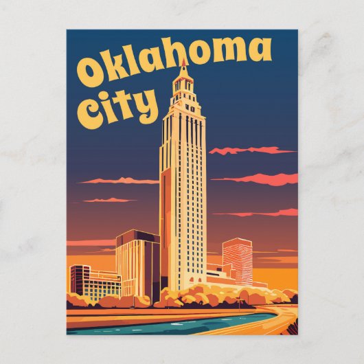 Oklahoma City, Oklahoma River Passing the City Briefkaart (Voorkant)