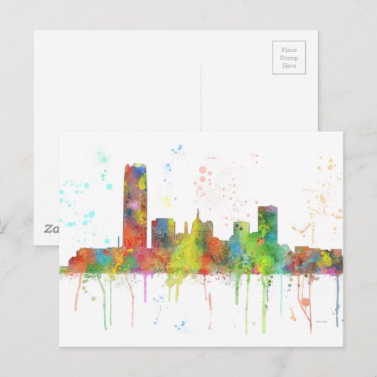 OKLAHOMA CITY, OKLAHOMA SKYLINE BRIEFKAART (Voorkant / Achterkant)