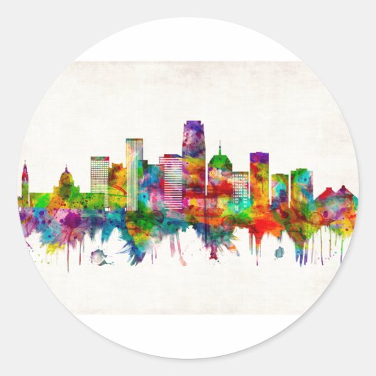 Oklahoma City Oklahoma Skyline Ronde Sticker (Voorkant)