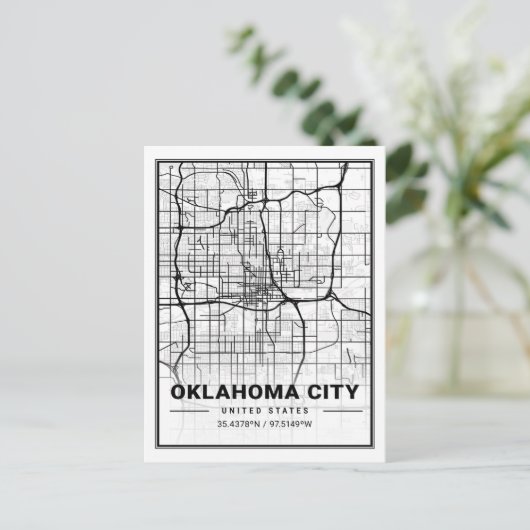 Oklahoma City Oklahoma USA Travel City Map Briefkaart (Staand voorkant)